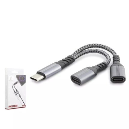 Hadron GJ-017 Type-C to 2x Type-C Dişi Çoklayıcı Kablo - 100W PD Hızlı Şarj