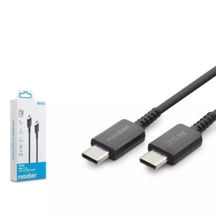 Nodar ND1101 Type-C to Type-C Kablo 25W 1 Metre Hızlı Şarj Siyah