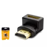 Hadron HDX1258 HDMI Erkek to HDMI Dişi L Tip 90 Derece Çevirici Siyah