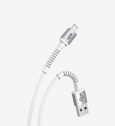 K550 Safe 3A Örgülü Metal Başlı USB'den Lightning Şarj Kablosu Beyaz - Görsel 2