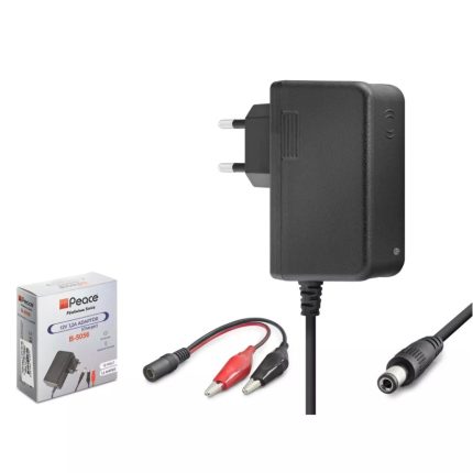 Peace B5056 12V 1.2A 14.4W Krokodil Maşa Uçlu Akü Şarj Adaptörü - Siyah - 1 ADET