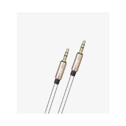 A585 3.5mm Aux Ses Kablosu Metalik Gold Başlıklı 1 Metre Beyaz
