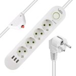 Vea VA-21560 Akım Korumalı Priz 4'lü 1.5 Metre Kablolu 3 USB Girişli - Beyaz