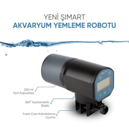 Şımart Akıllı Wi-Fi Akvaryum Yemleme Robotu 200ml Sıcaklık Ölçerli