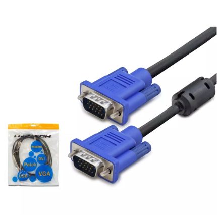 Hadron HDX7803 VGA Kablo 5 Metre A Kalite OD 7.3mm Görüntü Aktarım Kablosu - Siyah Mavi - 1 ADET