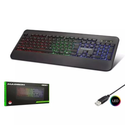 Hadron HDX2607 Rainbow Led Aydınlatmalı Kablolu Oyuncu Klavyesi Q Siyah