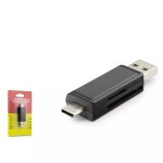 Hadron HDX7026 USB ve Type-C Çift Girişli MicroSD Kart Okuyucu OTG - SİYAH