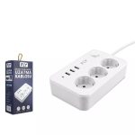FLY 3406-01 Termal Akım Korumalı 3 Priz + 3 USB Anahtarlı Kablo 2 Metre
