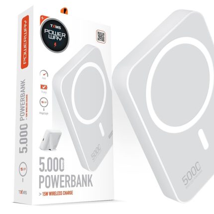 Powerway TXM5 5.000 mAh 15W MagSafe Kablosuz Hızlı Şarjlı Standlı Powerbank